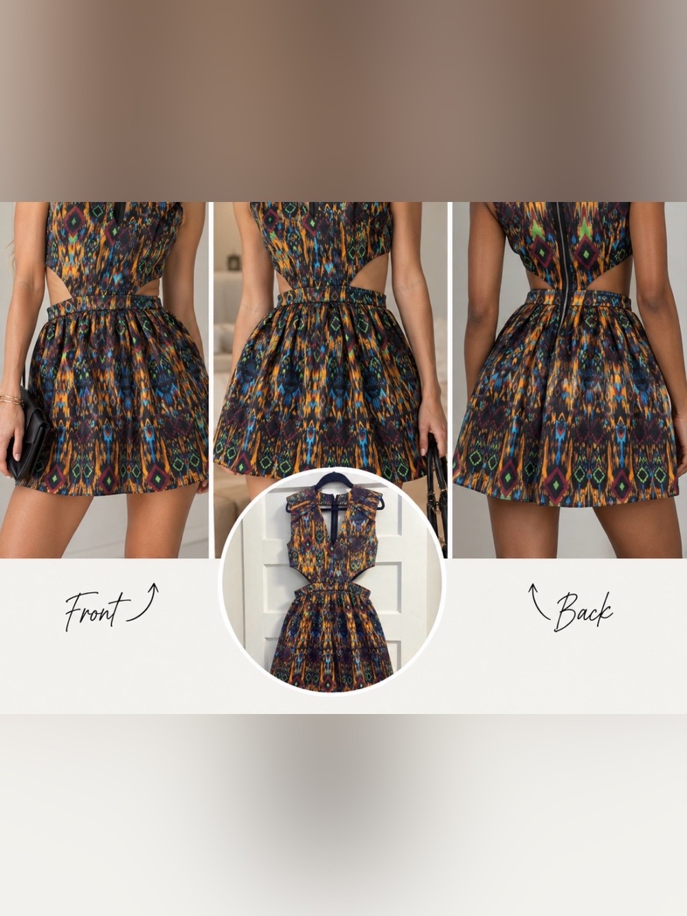 🧡NWOT Cut- Out Printed Dress (s) 🖤